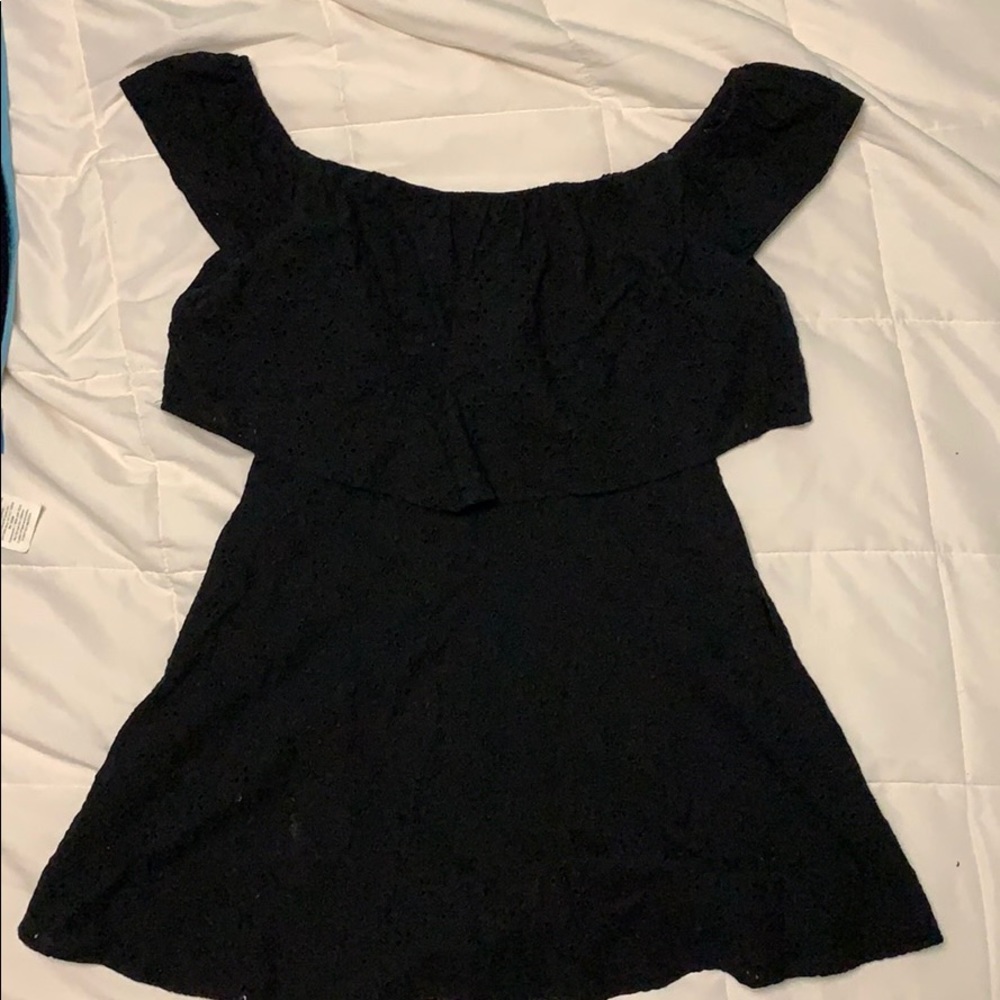 black eyelet off the shoulder dress